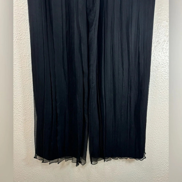 Tadashi Collection 100% Silk Chiffon Overlay Black Pants Women’s 6 Date Night - Picture 4 of 12